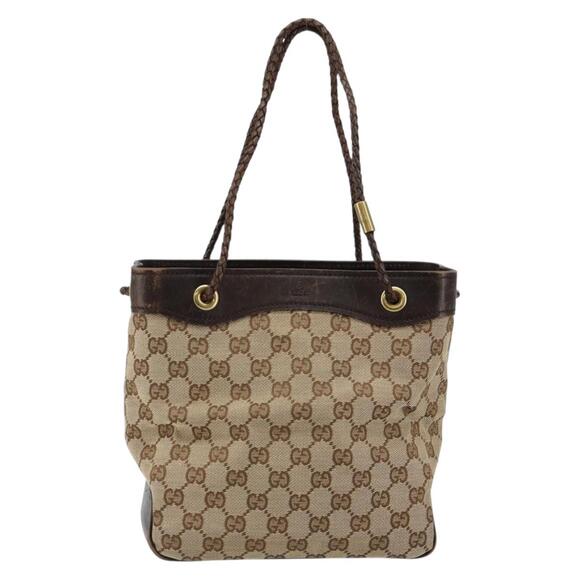 GUCCI GG Canvas Shoulder Bag Beige Gold - Picture 2 of 12